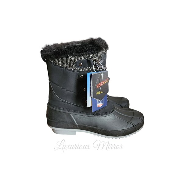 Khombu Kerigan Thermolite Cold Rated Waterproof Faux Fur Trim Lace Up Boots Sz 6 - Picture 1 of 12